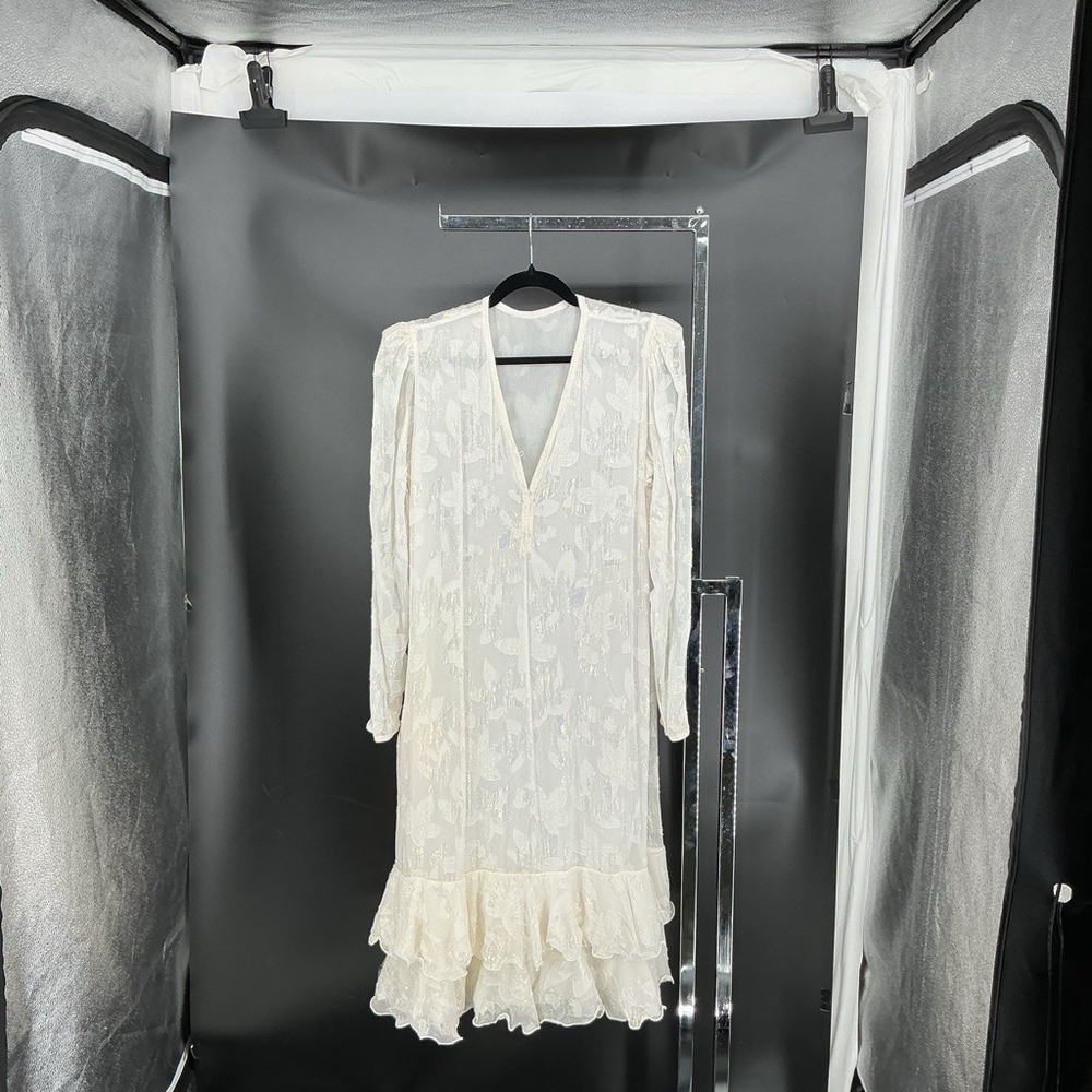 Chic Cream Long Sleeve Lace Dress